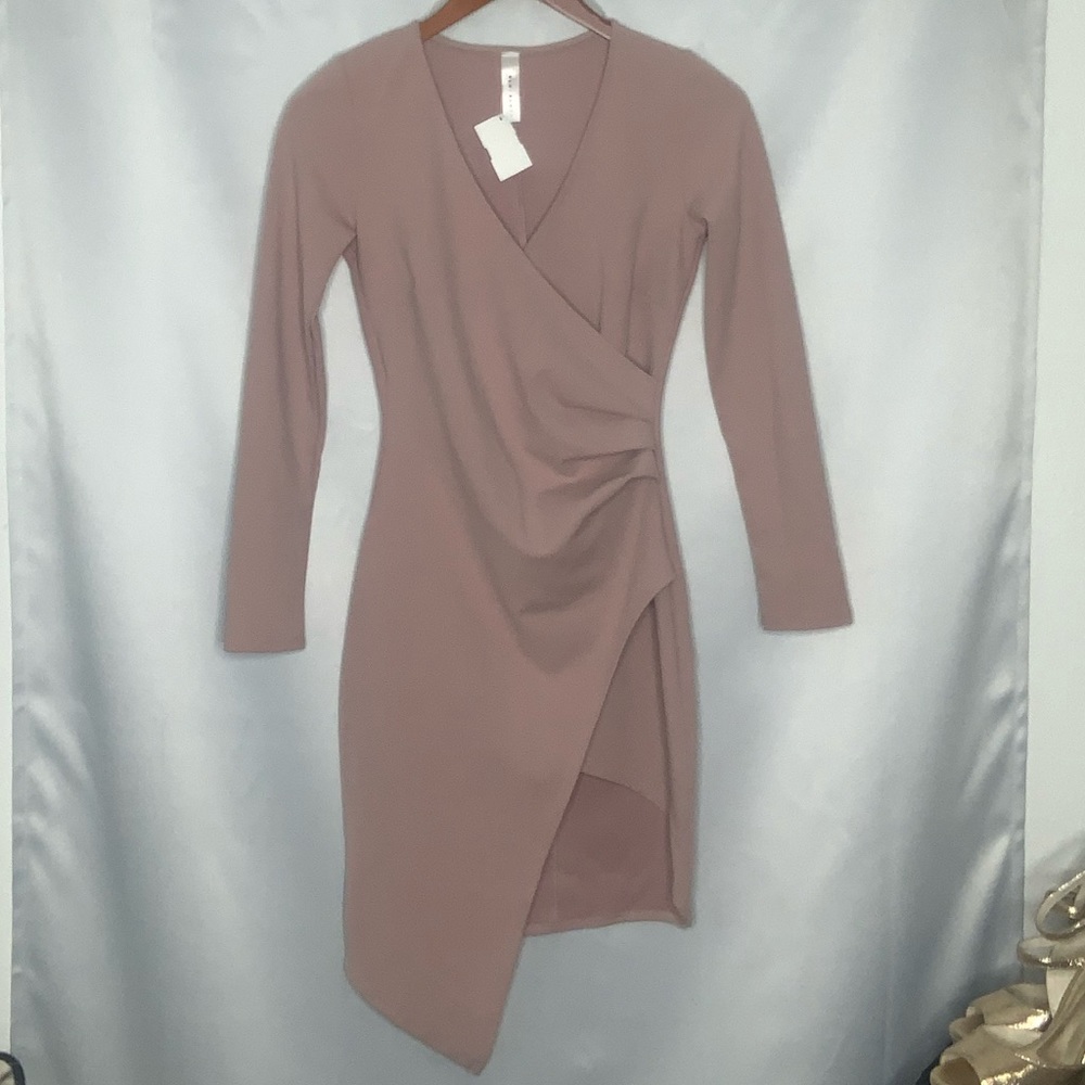 Blue Blush Sleeved Wrap Dress